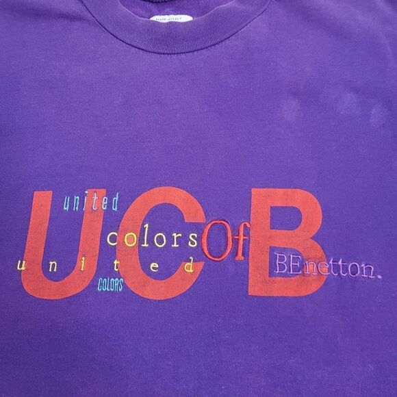 VINTAGE 90s t-shirt single stitch purple boxy‎ crew neck unisex tee M - Picture 5 of 11